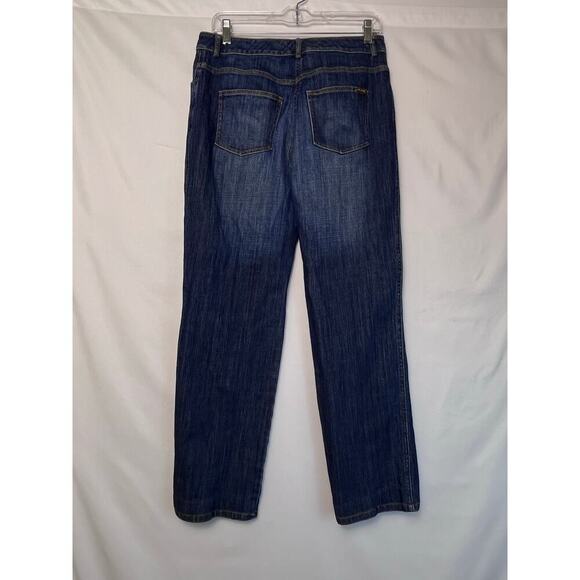 St. John Sport Women's Size 8 Blue Straight Leg Zip Up Denim Distressed Jeans - Picture 7 of 7